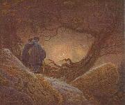 Caspar David Friedrich Two men contemplating the Moon oil on canvas